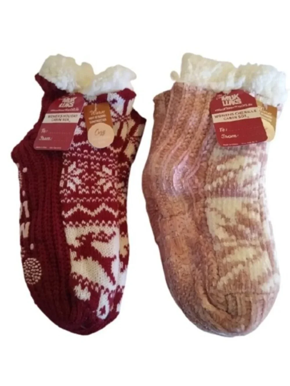 Muk LUKS Women's Holiday Cabin Sox, 2 pair,  Size Large/X-Large